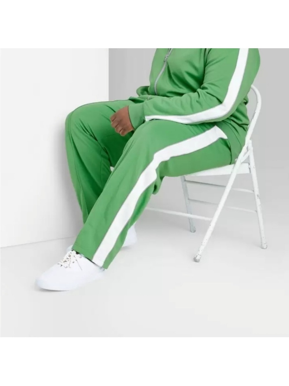 Original Use Green Joggers with White Side Stripe